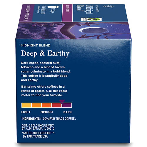 Barissimo Fair Trade Midnight Blend Dark Roast Coffee Pods, 12 count